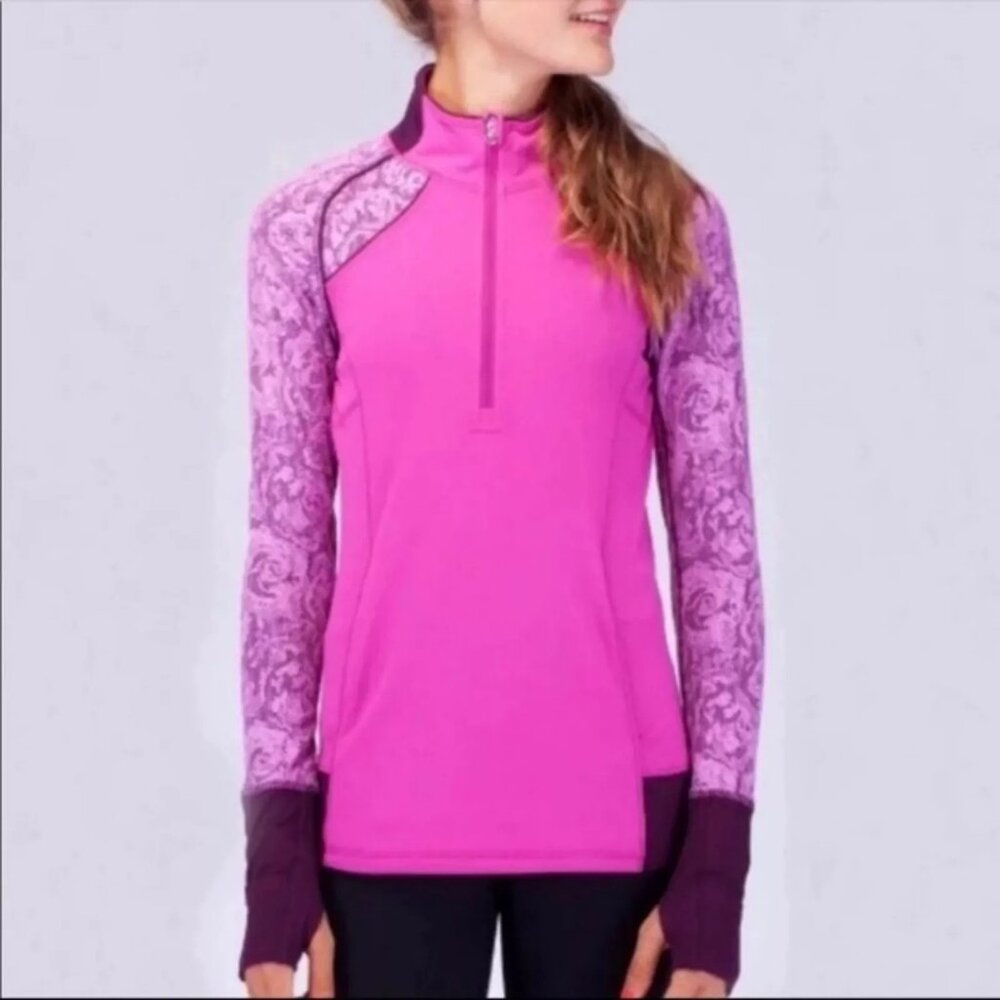 Ivivva Lululemon‎ Girls Go The Distance 1/2 Zip Pullover Top Long Sleeve Size 14